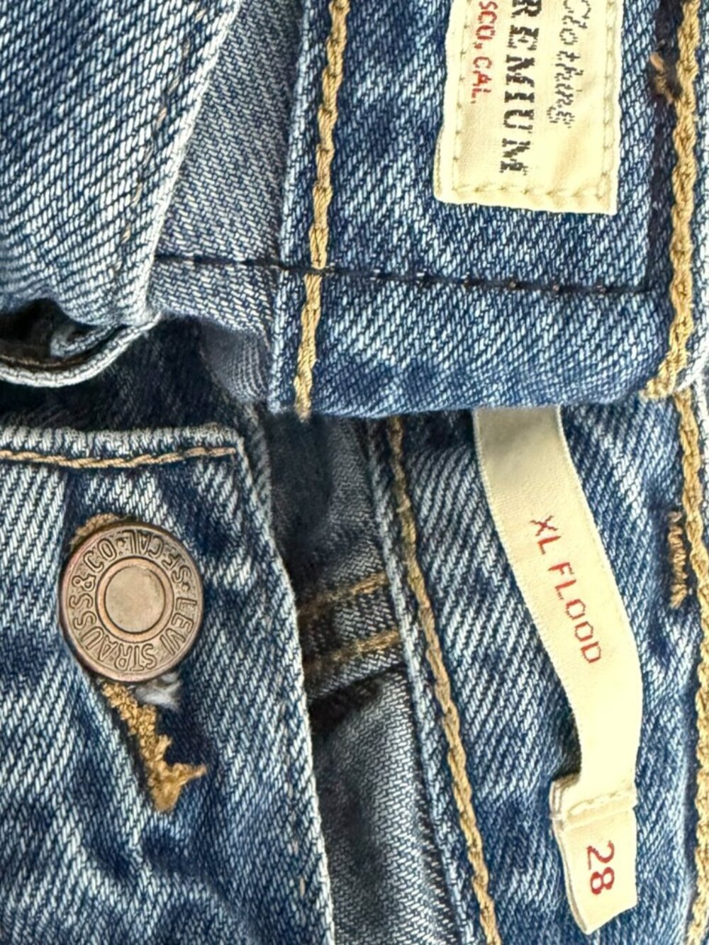 Levis XL Flood Jeans 28 High Rise Loose Wide Leg Y2K 90s Indie Sleaze - Picture 3 of 5